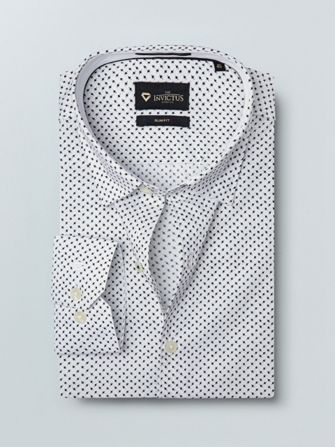 

INVICTUS Men White & Black Slim Fit Printed Formal Shirt