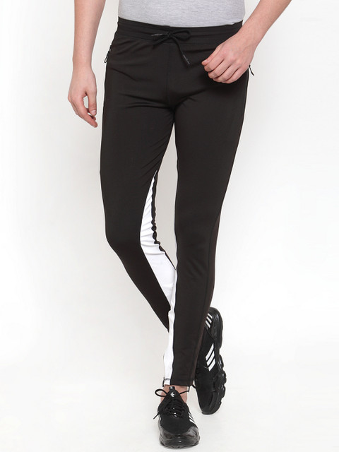 

Boston Club Men Black & White Colourblocked Track Pants