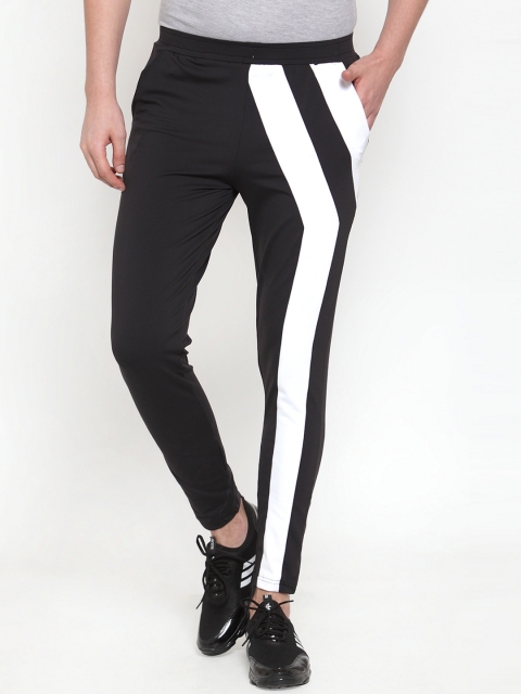 

Boston Club Men Black & White Colourblocked Track Pants
