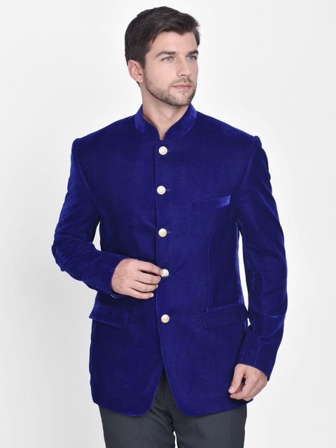 

Blacksmith Men Blue Solid Ethnic Blazer