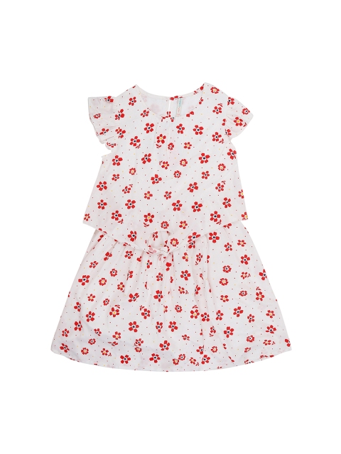 

Pantaloons Junior Girls White & Red Floral Printed Fit & Flare Dress