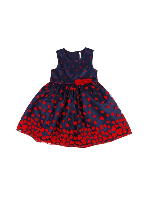 

Pantaloons Junior Girls Navy Blue & Red Printed Fit and Flare Dress