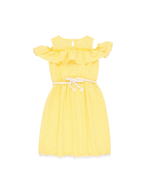 

Pantaloons Junior Girls Yellow Checked Fit and Flare Dress