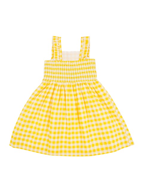 

Pantaloons Junior Girls Yellow & White Checked Fit and Flare Dress