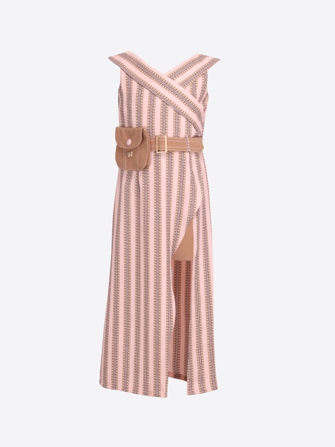 

CUTECUMBER Girls Pink & Brown Striped Tunic with Shorts