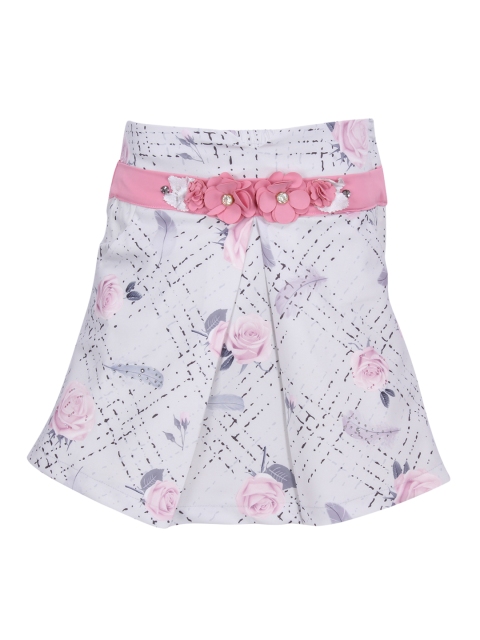 

CUTECUMBER Girls Grey & Pink Floral Printed A-Line Knee-Length Skirt