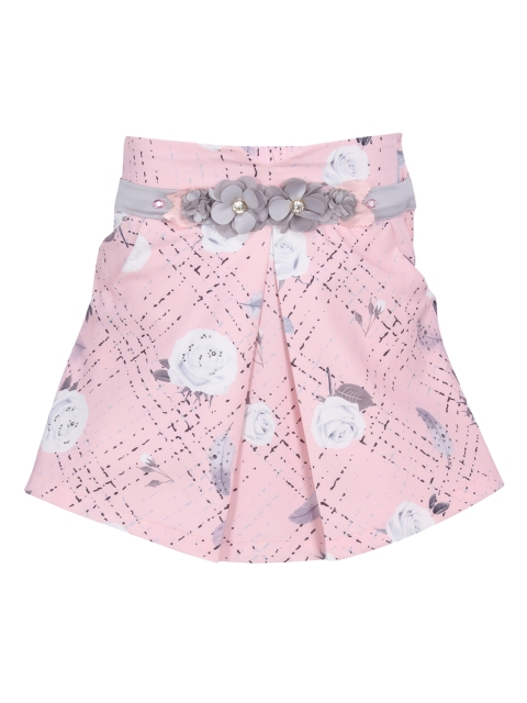 

CUTECUMBER Girls Pink & White Floral Printed A-Line Summer Skirt