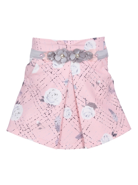 

CUTECUMBER Girls Pink & White Floral Printed A-Line Skirt