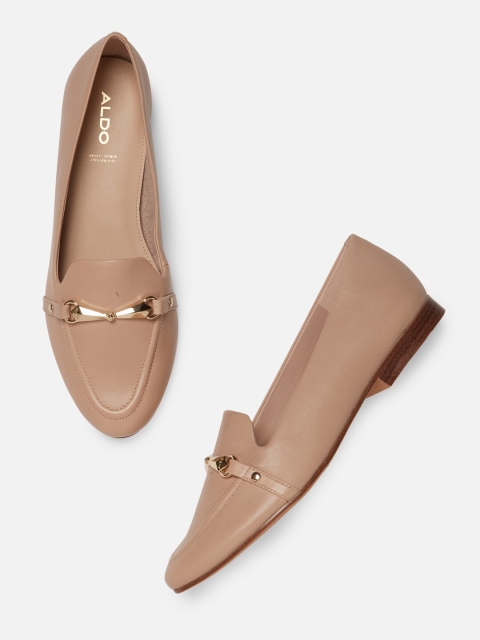 

ALDO Women Beige Solid Leather Loafers