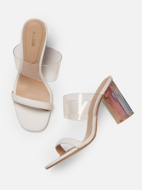 

ALDO Women White & Transparent Solid Block Heels