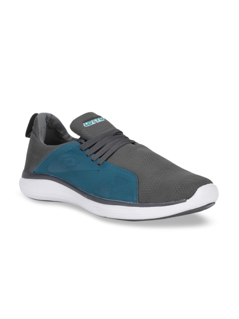 

Lotto Men Grey & Turquoise Blue Pubzee Sl Colourblocked Slip-On Sneakers