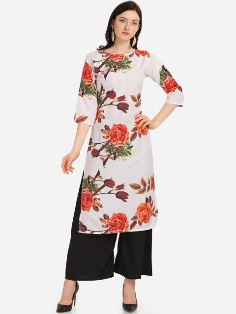 

Silk Bazar Women White & Red Printed Kurta with Palazzos