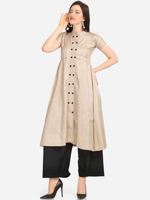 

Silk Bazar Women Beige & Black Solid Kurta with Palazzos