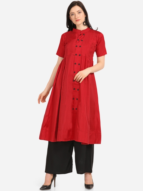 

Silk Bazar Women Red & Black Solid Kurta with Palazzos