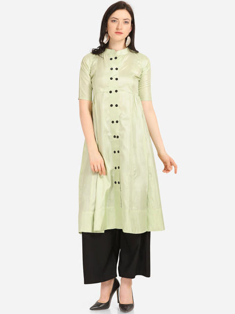 

Silk Bazar Women Green & Black Solid Kurta with Palazzos