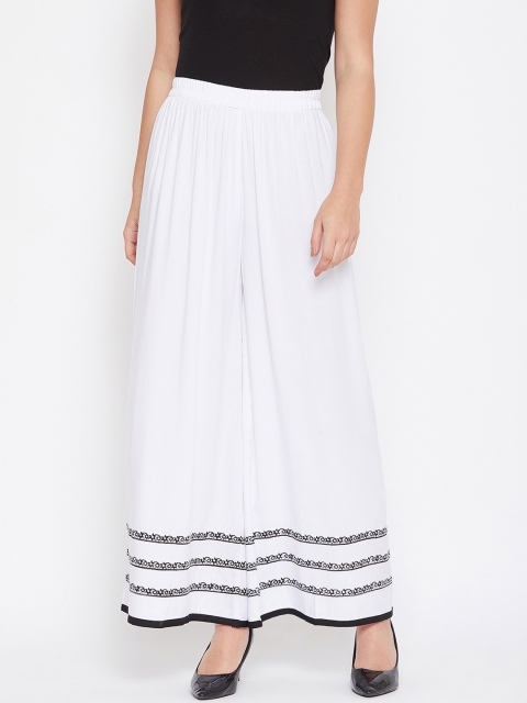 

TULIP 21 Women White & Black Printed Flared Palazzos