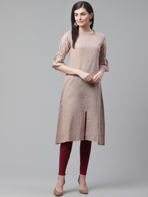 

AHIKA Women Beige Solid A-Line Kurta