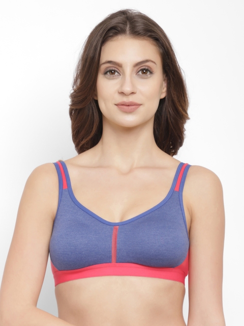 

Floret Blue & Pink Colourblocked Non-Wired Non Padded Sports Bra T3051