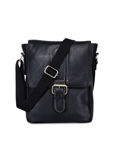 

Carry Trip Unisex Black Solid Leather Messenger Bag