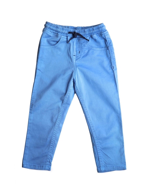 

Kid Studio Boys Blue Relaxed Tapered Fit Solid Regular Trousers