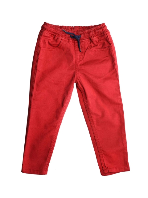 

Kid Studio Boys Red Relaxed Tapered Fit Solid Regular Trousers