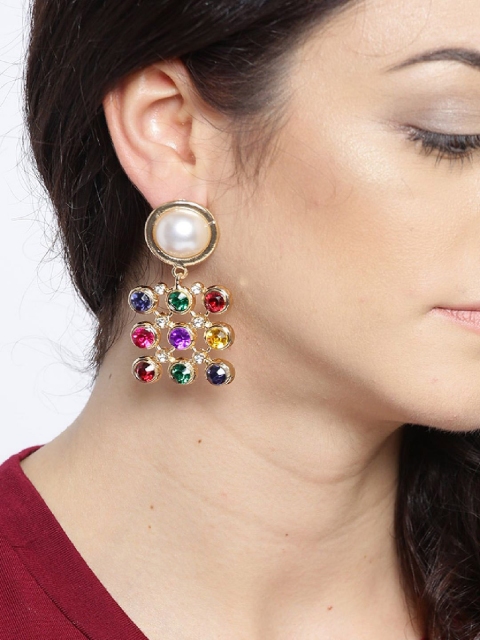 

OOMPH Gold-Toned Handcrafted Square Drop Earrings