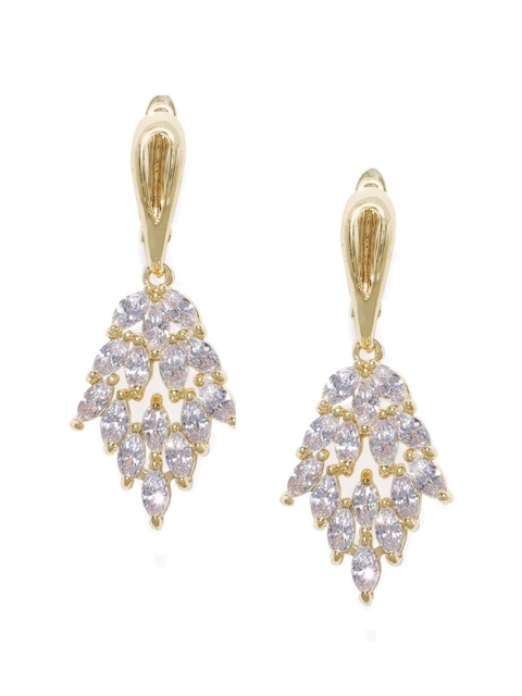 

OOMPH 18K Gold-Plated Teardrop Shaped CZ Studded Drop Earrings