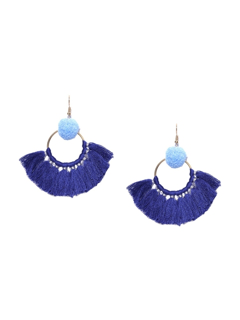 

OOMPH Blue Circular Tasselled Drop Earrings