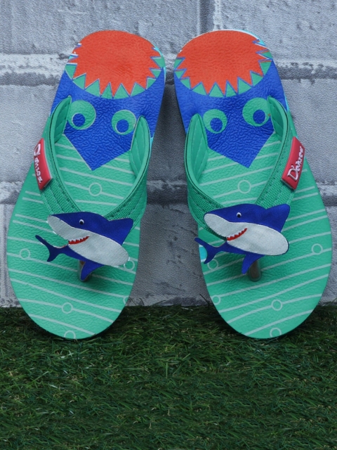 

DChica Girls Green & Blue Printed Thong Flip-Flops