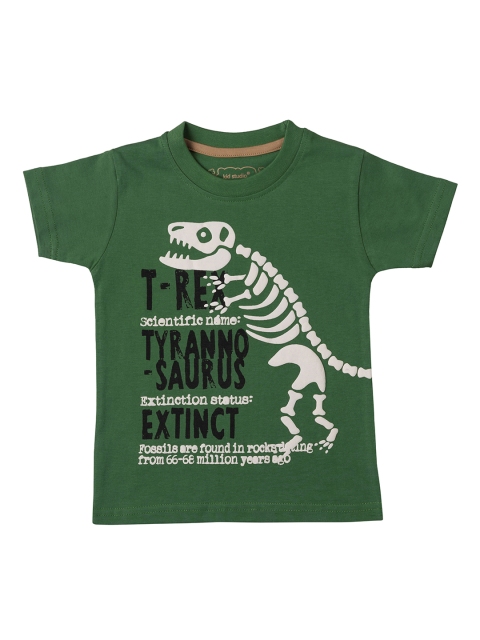 

Kid Studio Boys Green Printed Round Neck T-shirt