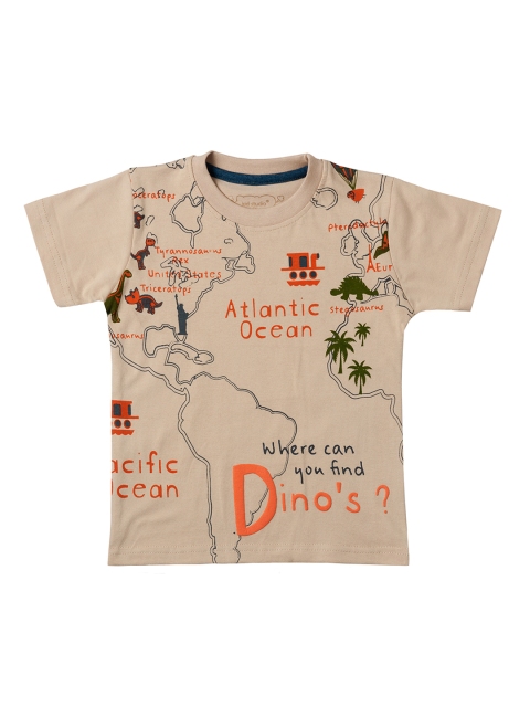 

Kid Studio Boys Beige Printed Round Neck T-shirt