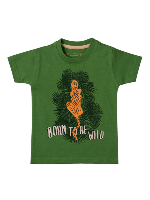 

Kid Studio Boys Green Printed Round Neck T-shirt