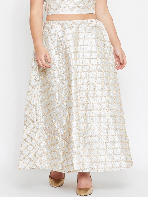 

TULIP 21 Women Silver-Coloured & Gold-Coloured Embellished Flared Maxi Skirt