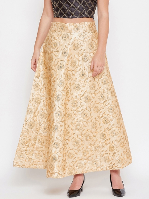 

TULIP 21 Women Gold-Coloured Embellished Flared Maxi Skirt