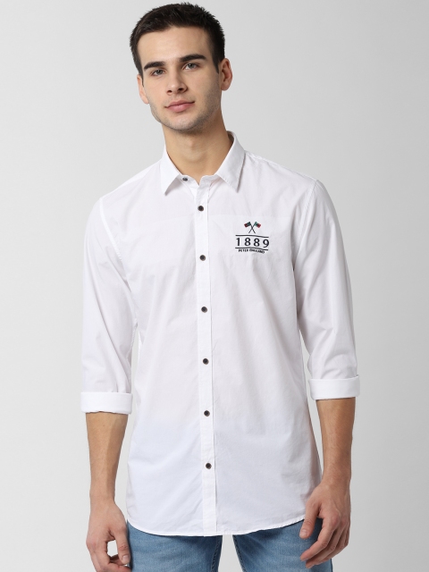

Peter England Casuals Men White Slim Fit Solid Casual Shirt