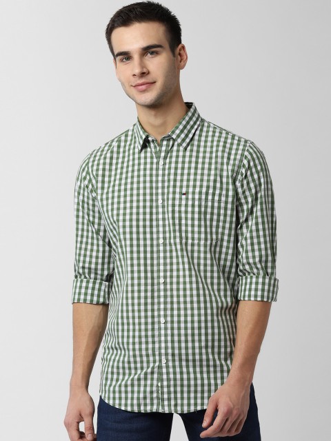 

Peter England Casuals Men Olive Green & White Checked Casual Shirt