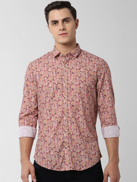 

Peter England Casuals Men Beige & Pink Slim Fit Printed Casual Shirt