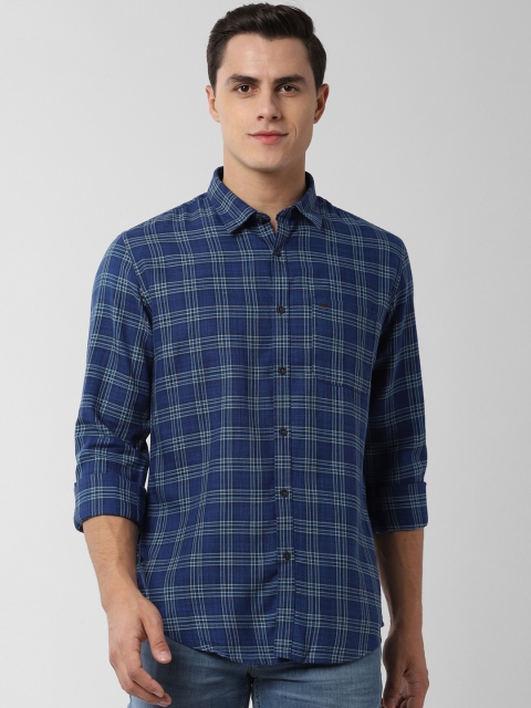 

Peter England Casuals Men Navy Blue Slim Fit Checked Casual Shirt