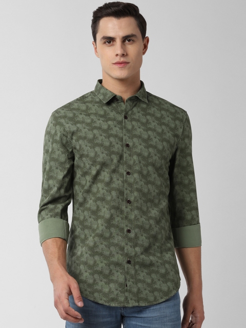 

Peter England Casuals Men Olive Green Slim Fit Printed Casual Shirt