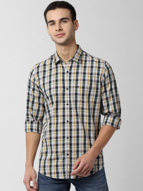 

Peter England Casuals Men White & Green Slim Fit Checked Casual Shirt