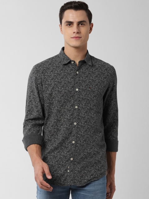 

Peter England Casuals Men Grey & White Slim Fit Printed Casual Shirt