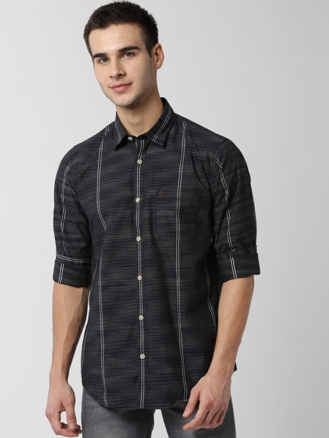 

Peter England Casuals Men Black & White Slim Fit Striped Casual Shirt