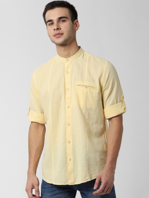 

Peter England Casuals Men Yellow Slim Fit Solid Casual Shirt