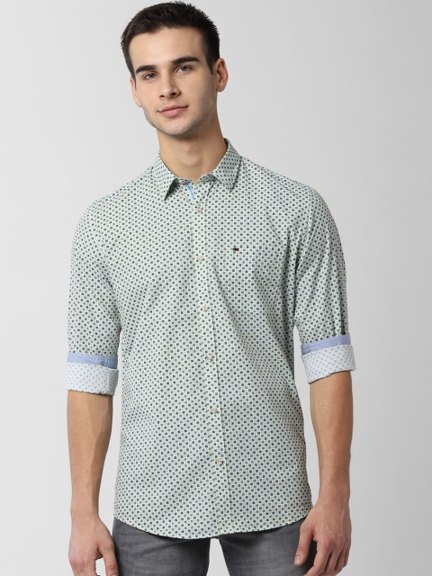 

Peter England Casuals Men White & Green Slim Fit Printed Casual Shirt
