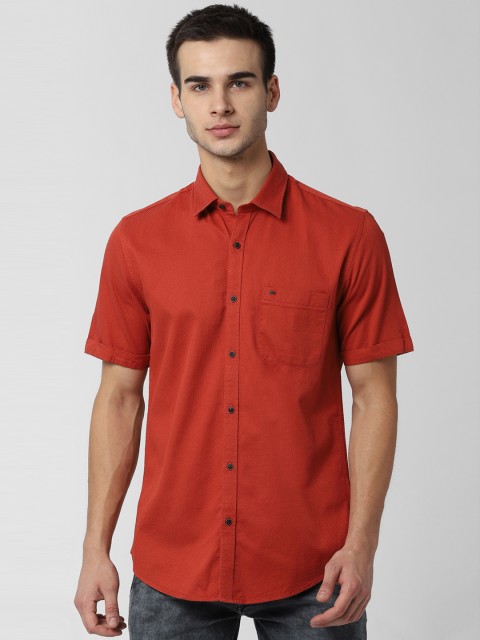 

Peter England Casuals Men Orange Slim Fit Self Design Casual Shirt