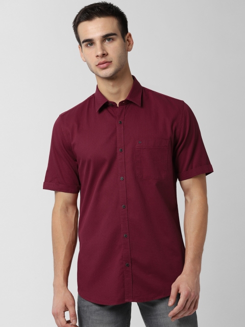 

Peter England Casuals Men Maroon Slim Fit Self Design Casual Shirt