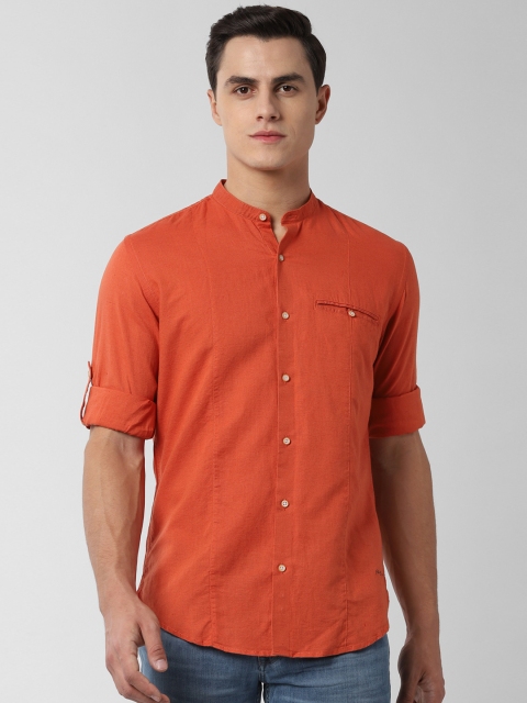 

Peter England Casuals Men Orange Slim Fit Solid Casual Shirt