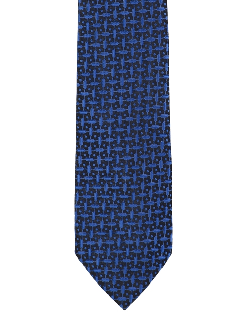 

Peter England Men Blue & Black Woven Design Broad Tie