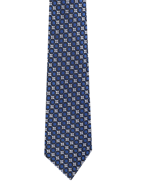 

Peter England Black & Blue Woven Design Broad Tie