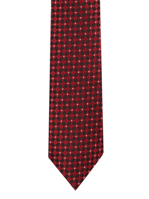 

Peter England Red & Black Woven Design Broad Tie